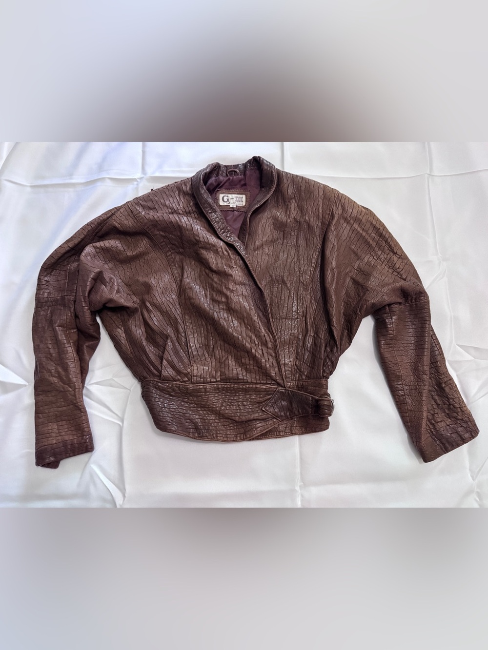 RARE Vintage G-III Global Identity Textured Leather Jacket Dolman Batwing Sleeve